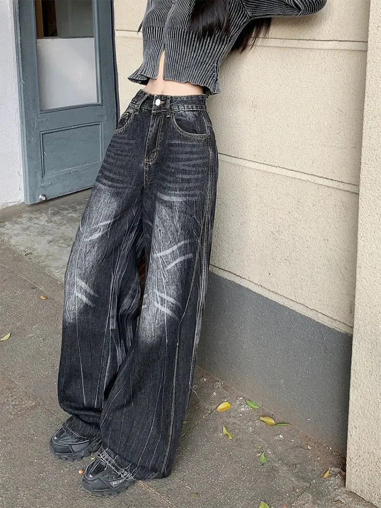 Black High Waist Wide Leg Vintage Jean Pants