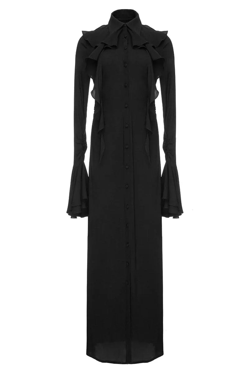 BLACK LONG SHIRT DRESS