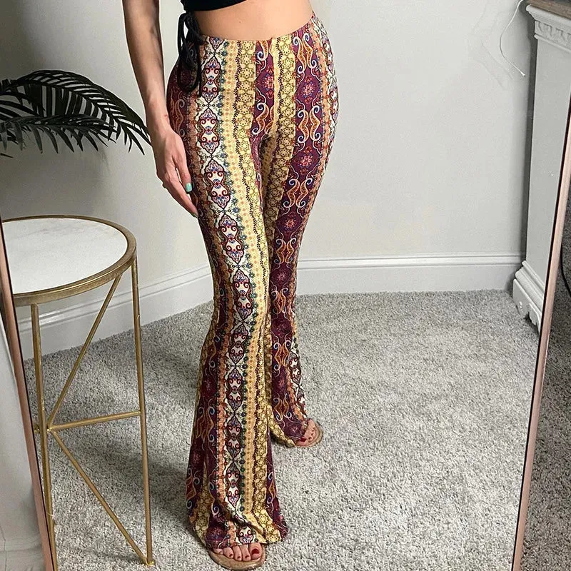 Bohemian Printed Bell-bottomed Casual Pants