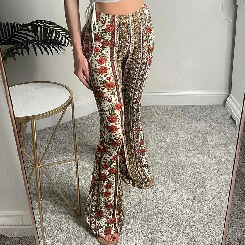 Bohemian Printed Bell-bottomed Casual Pants