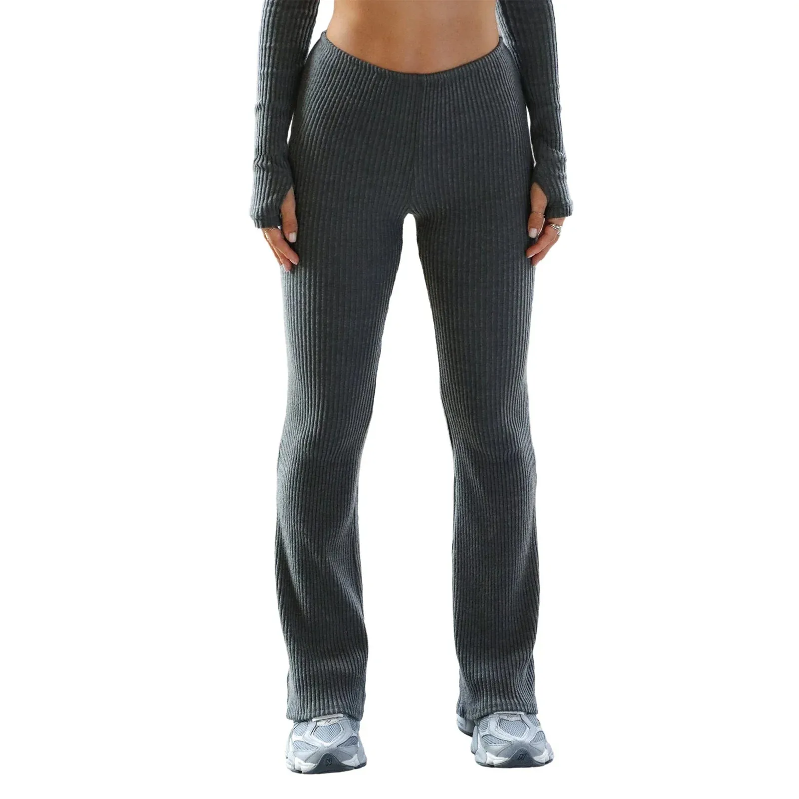 Bootcut High Slim Workout Bell-Bottom Flare Lounge Ribbed Pants