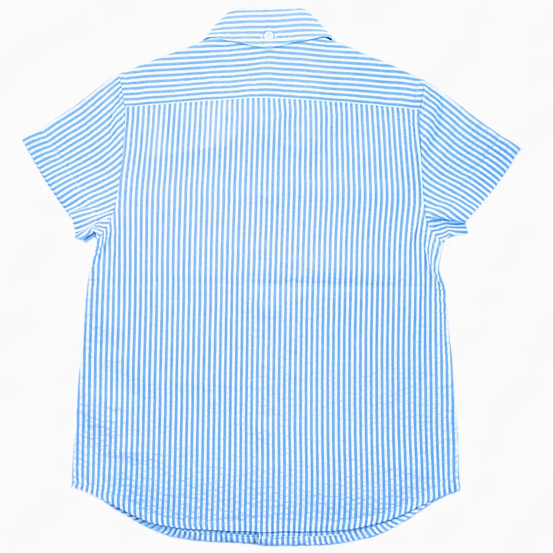 Boys Blue Seersucker Shirt