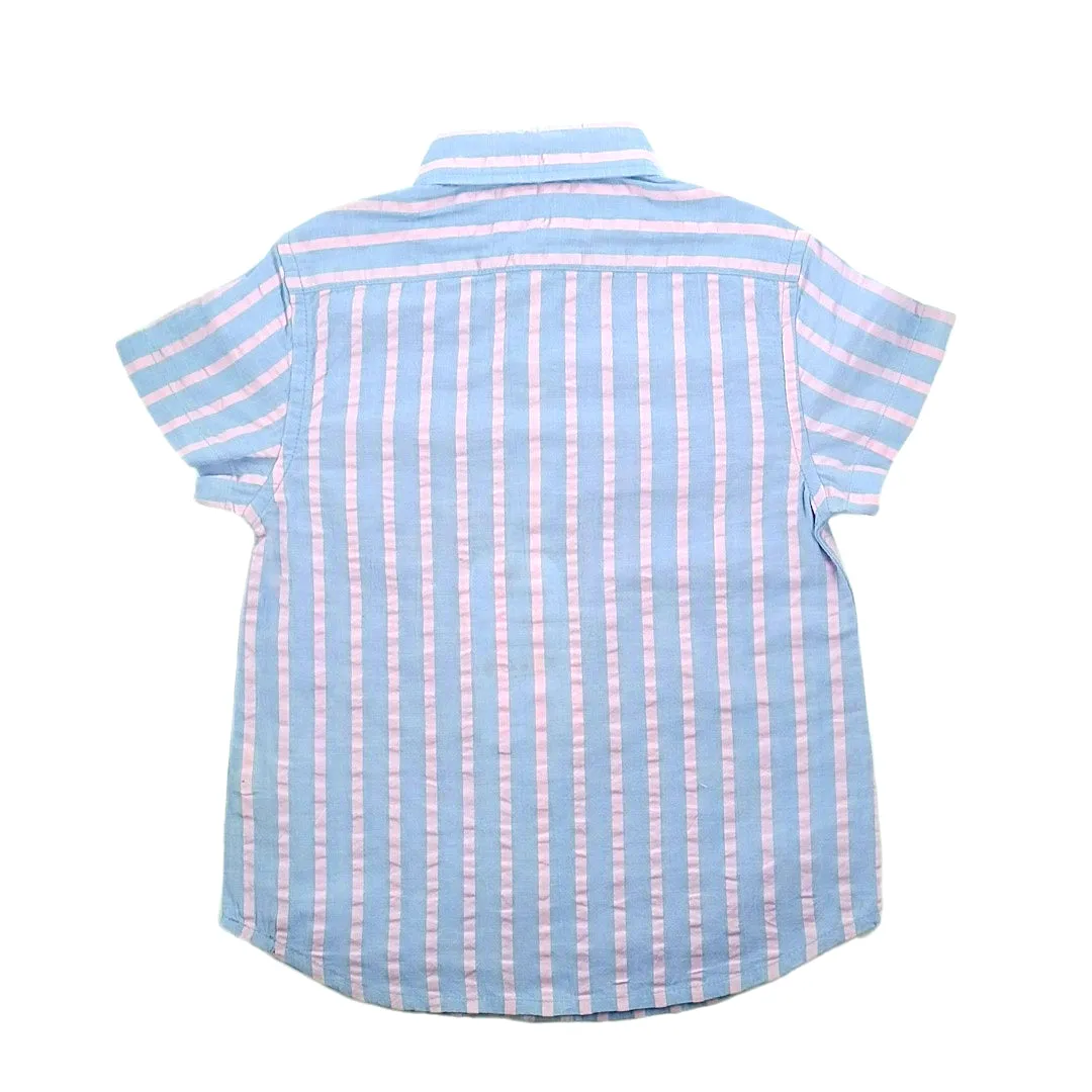 Boys Blue/Pink Seersucker Shirt