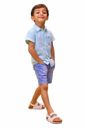 Boys Candy Pastel Blue Seersucker Shirt