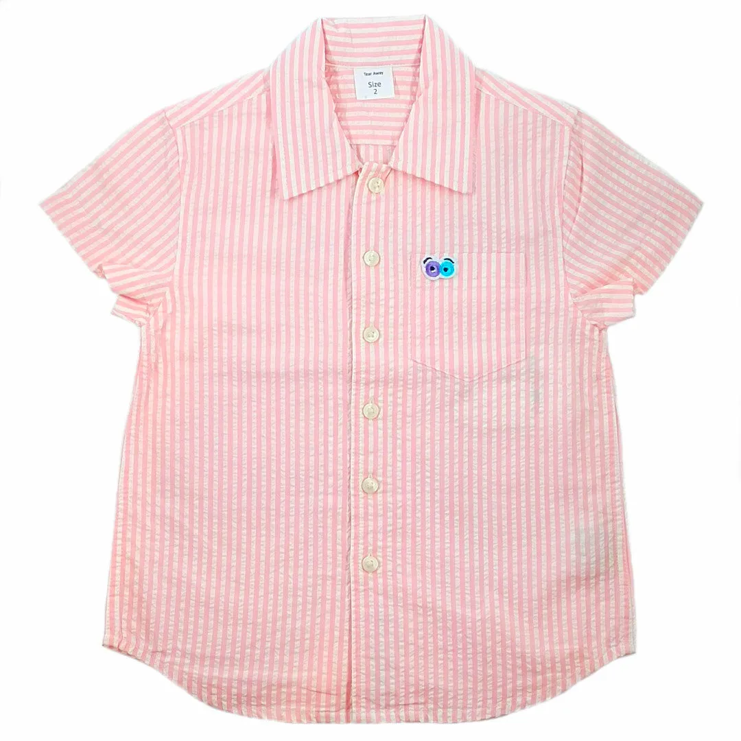 Boys Candy Pastel Pink Seersucker Shirt