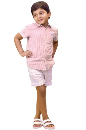 Boys Candy Pastel Pink Seersucker Shirt