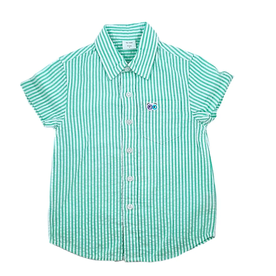 Boys Green Seersucker Shirt