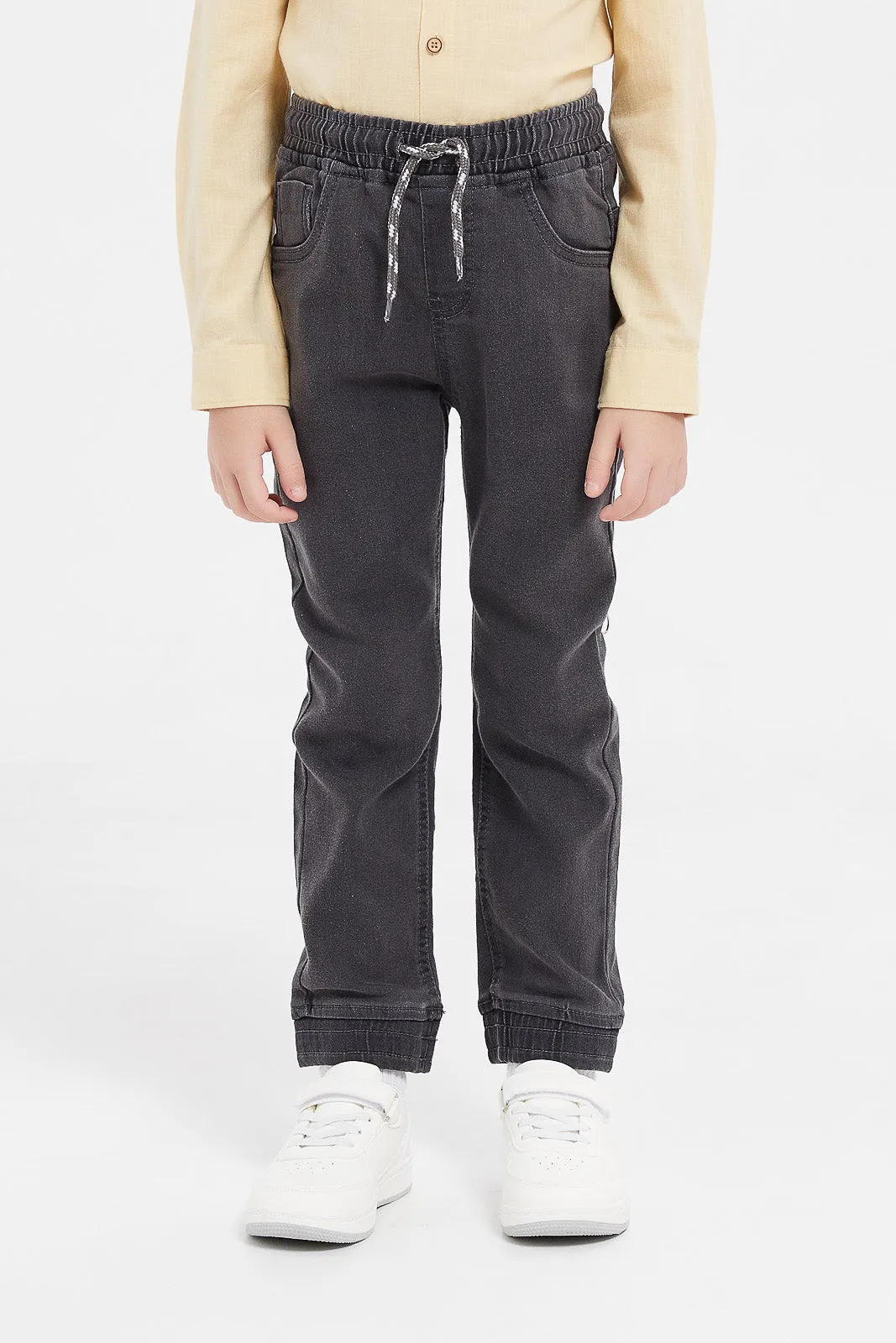 Boys Grey Elasticated Waist Jogger Jeans