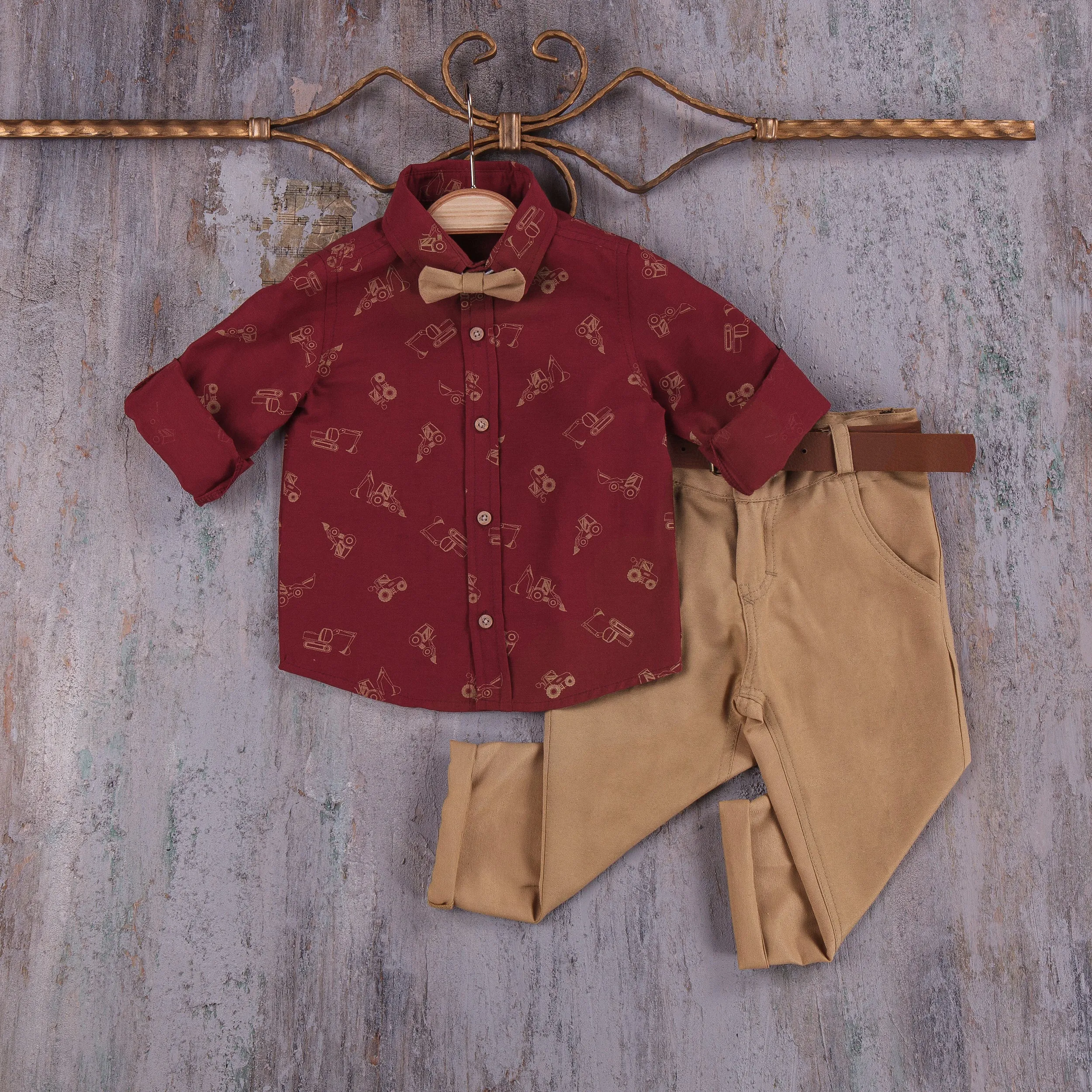 Burgundy Truck Boys Dressy Set