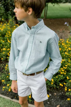 Button Down Shirt- Peacock Seersucker