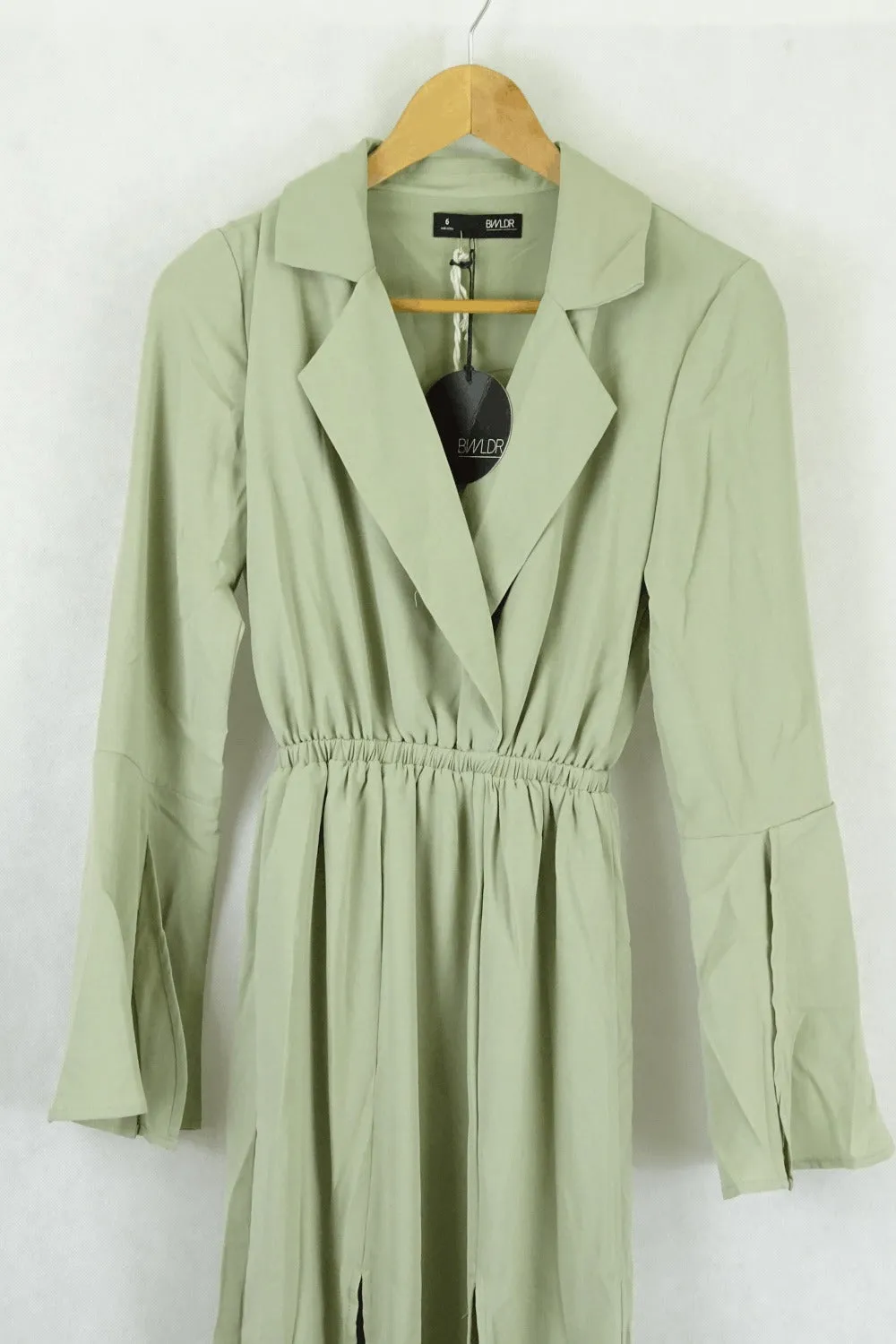 Bwldr Riley Split Sleeve Dress In Sage 6