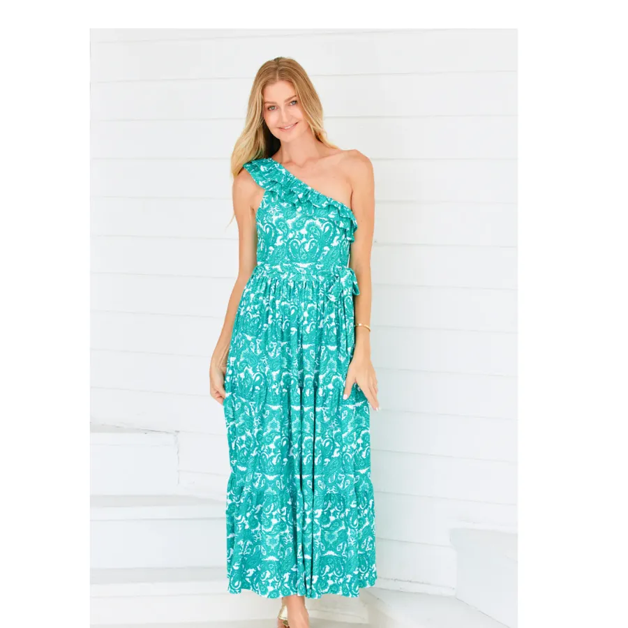 Cabana Life Coverluxe One Shoulder Maxi Dress 732-SP23- St. Pete Mint