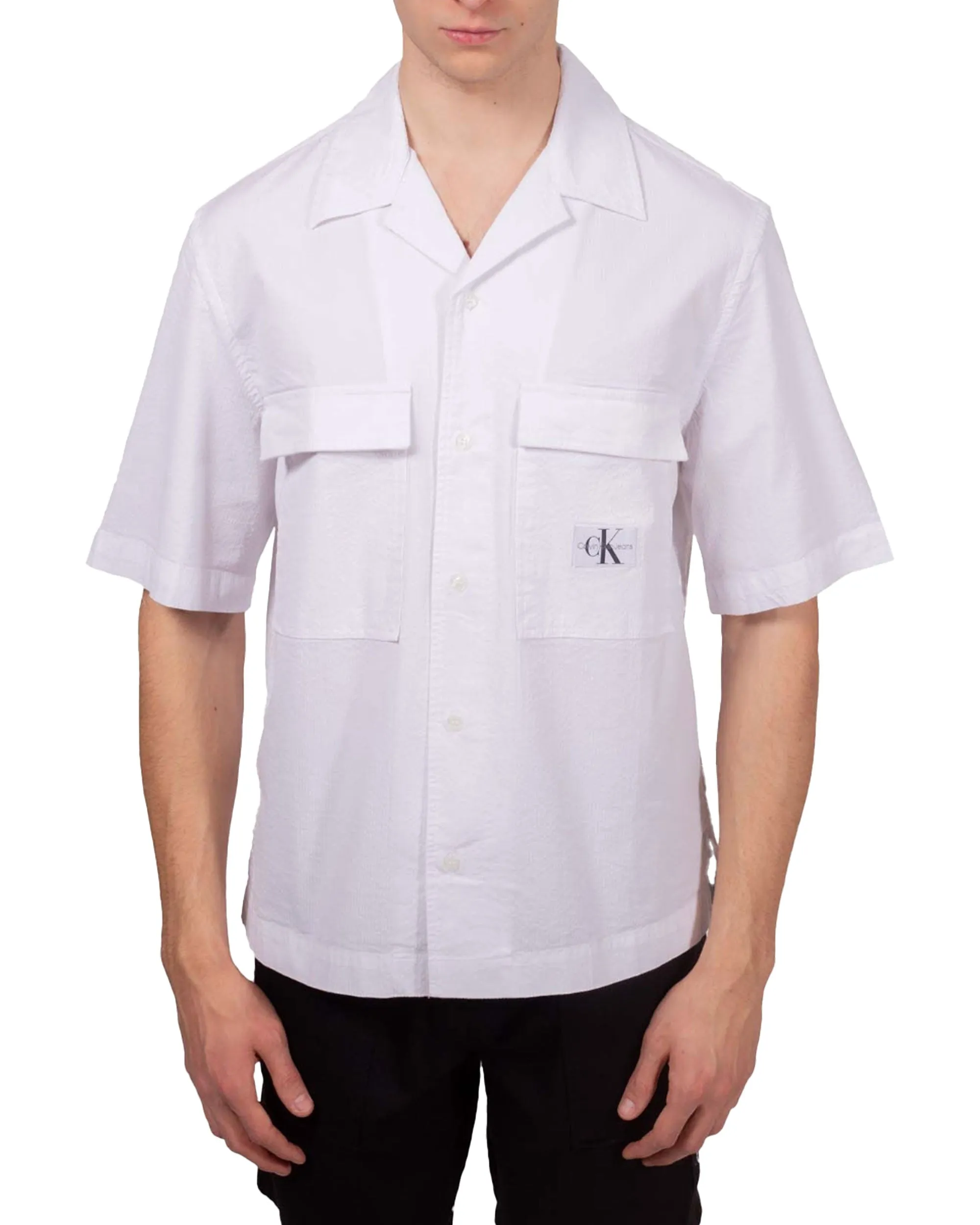 Calvin Klein Seersucker SS Shirt Bianco