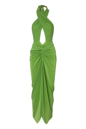 CANDI KENA HIGH-NECK TWIST MAXI DRESS