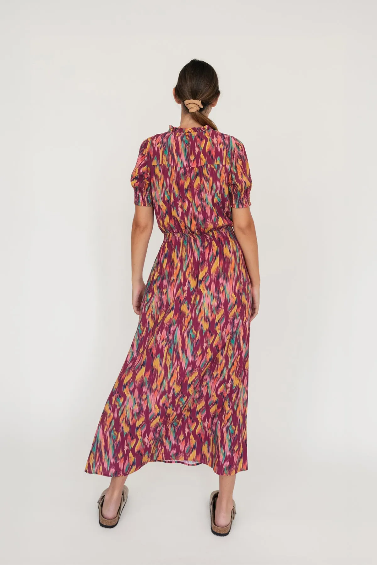 Cappagh Dress Ikat Print Burgundy