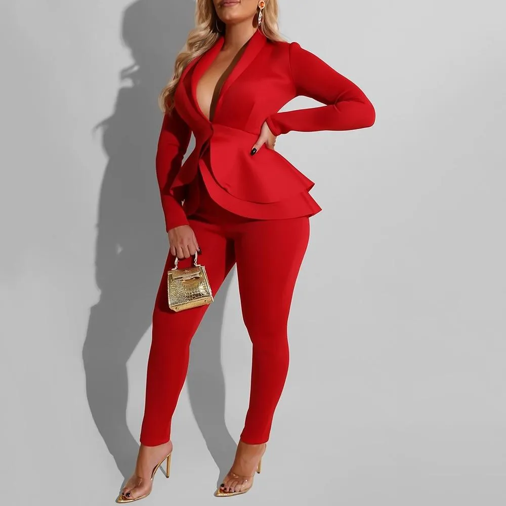 Casual Suit Set Plus Size Top and pants Elegant Casual Suit Set