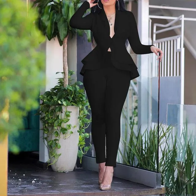 Casual Suit Set Plus Size Top and pants Elegant Casual Suit Set