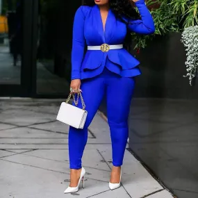 Casual Suit Set Plus Size Top and pants Elegant Casual Suit Set