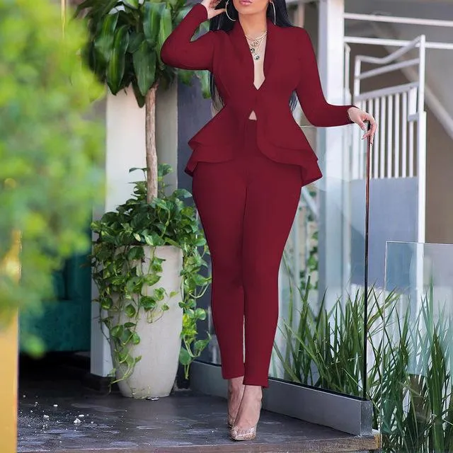 Casual Suit Set Plus Size Top and pants Elegant Casual Suit Set