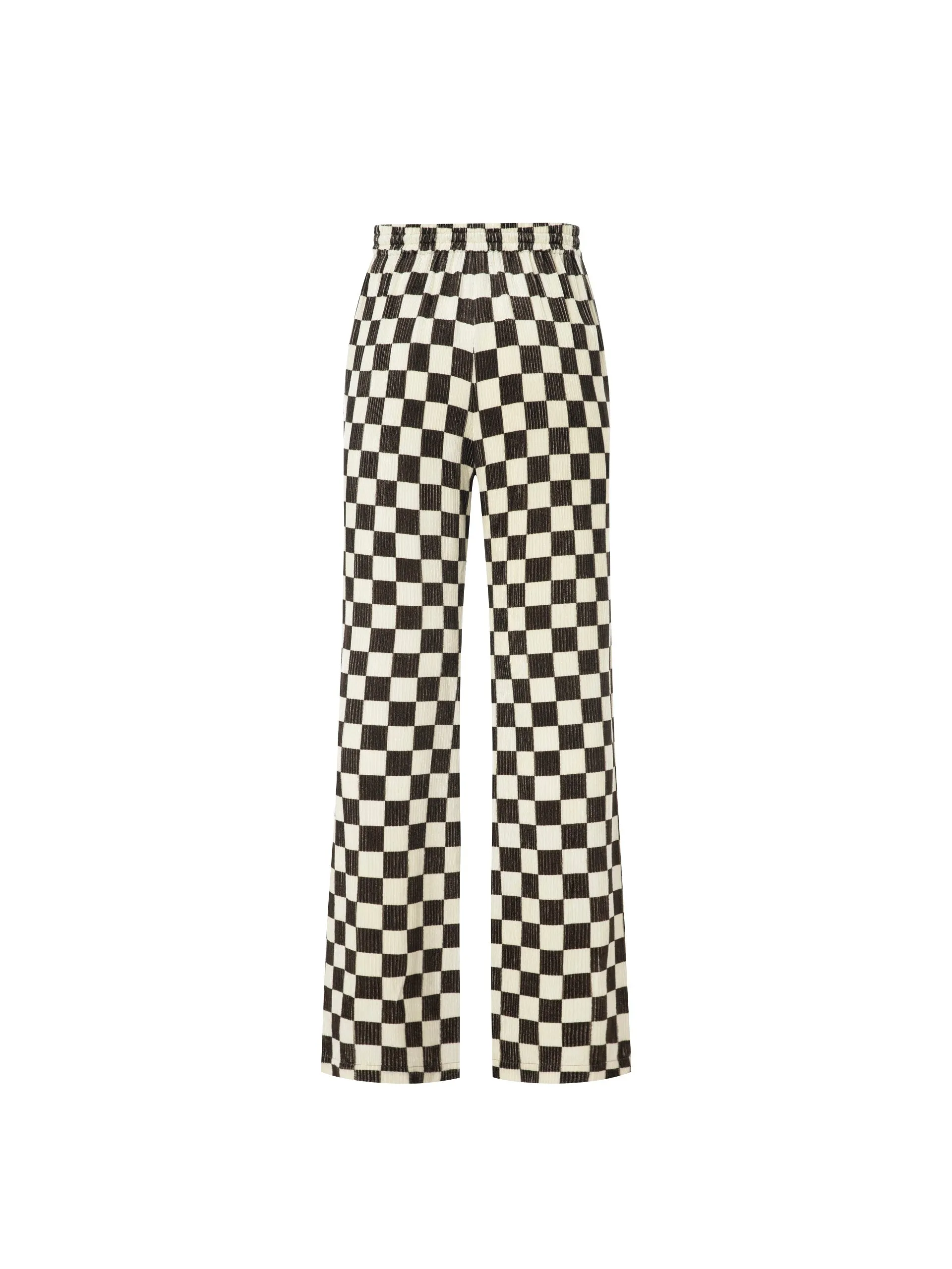 Checkerboard Straight Casual Pants