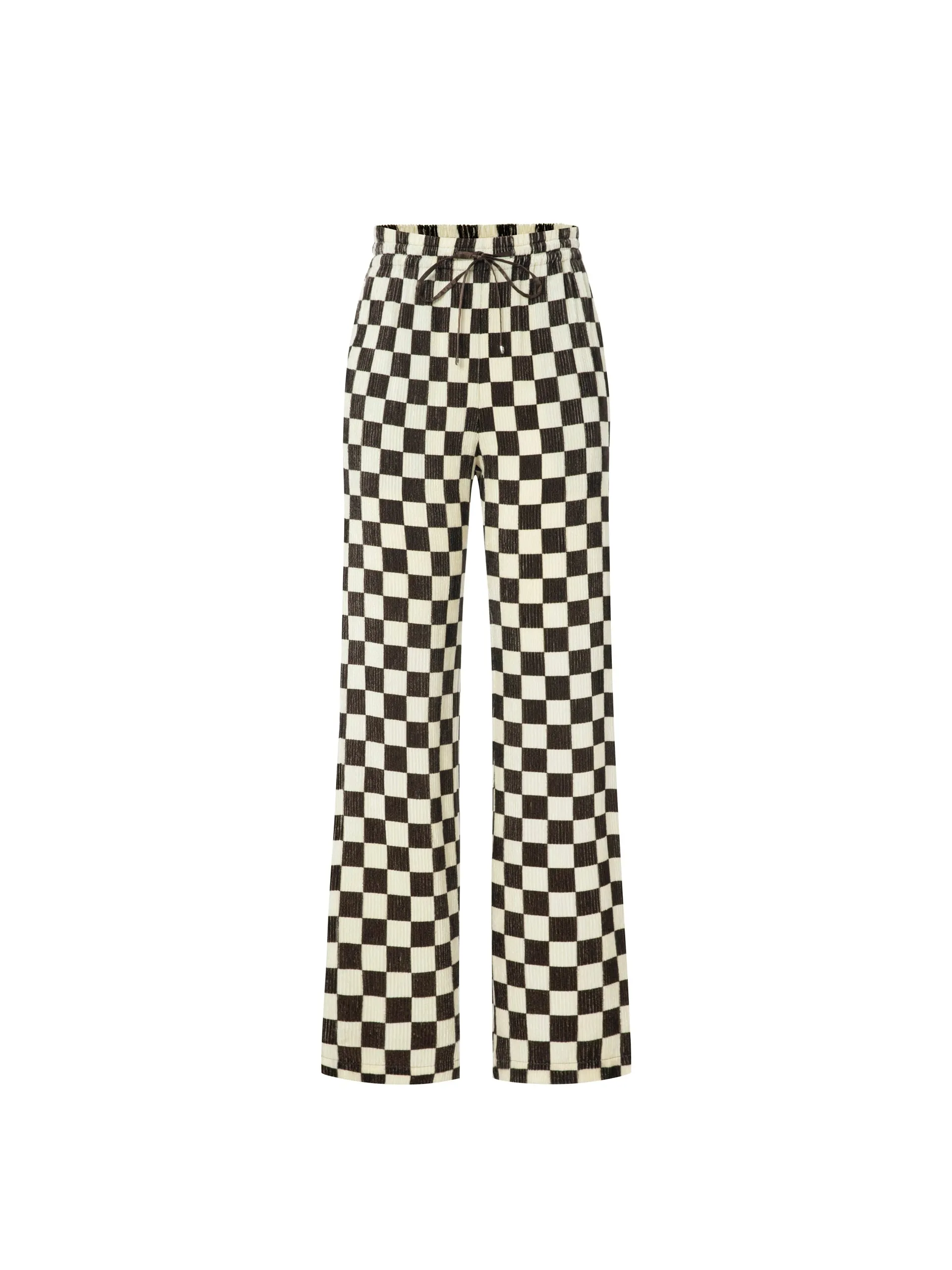 Checkerboard Straight Casual Pants