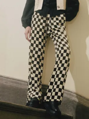 Checkerboard Straight Casual Pants