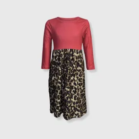 Cheetah Red Long Sleeve Maxi Dress Kids