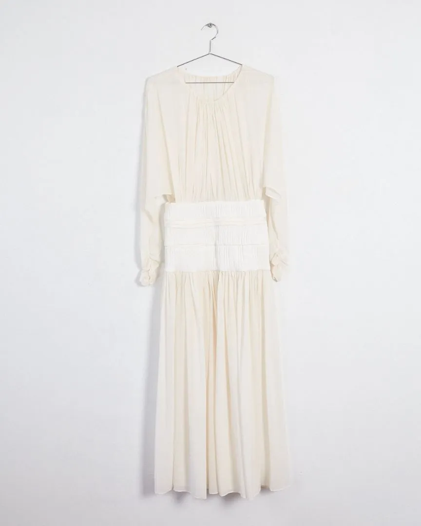 Christopher Esber 'emory cummerbund' sheer ruched maxi dress, cream & white, 12