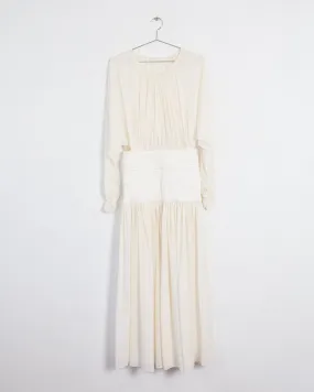 Christopher Esber 'emory cummerbund' sheer ruched maxi dress, cream & white, 12