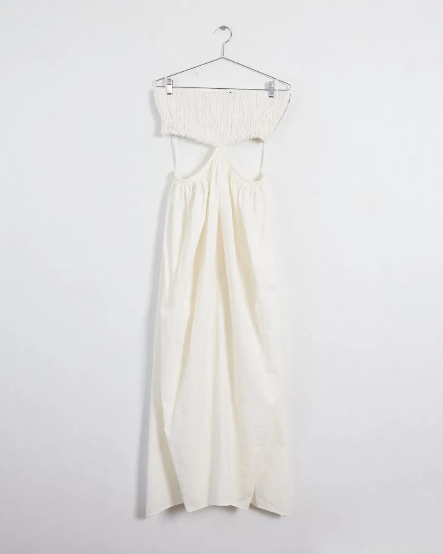 Christopher Esber 'ruched cocoon strapless elastic bodice' dress, white, 12