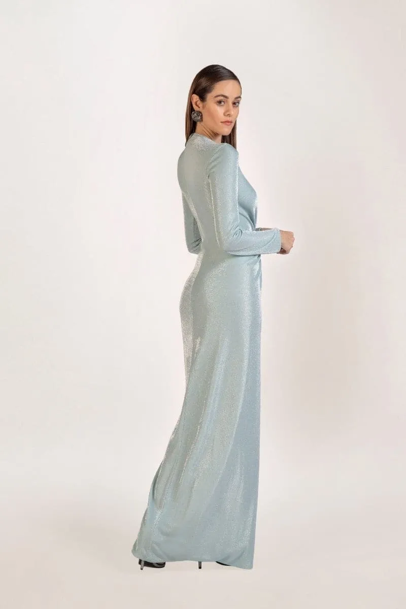 CLAIRE DRAPED EVENING MAXI DRESS