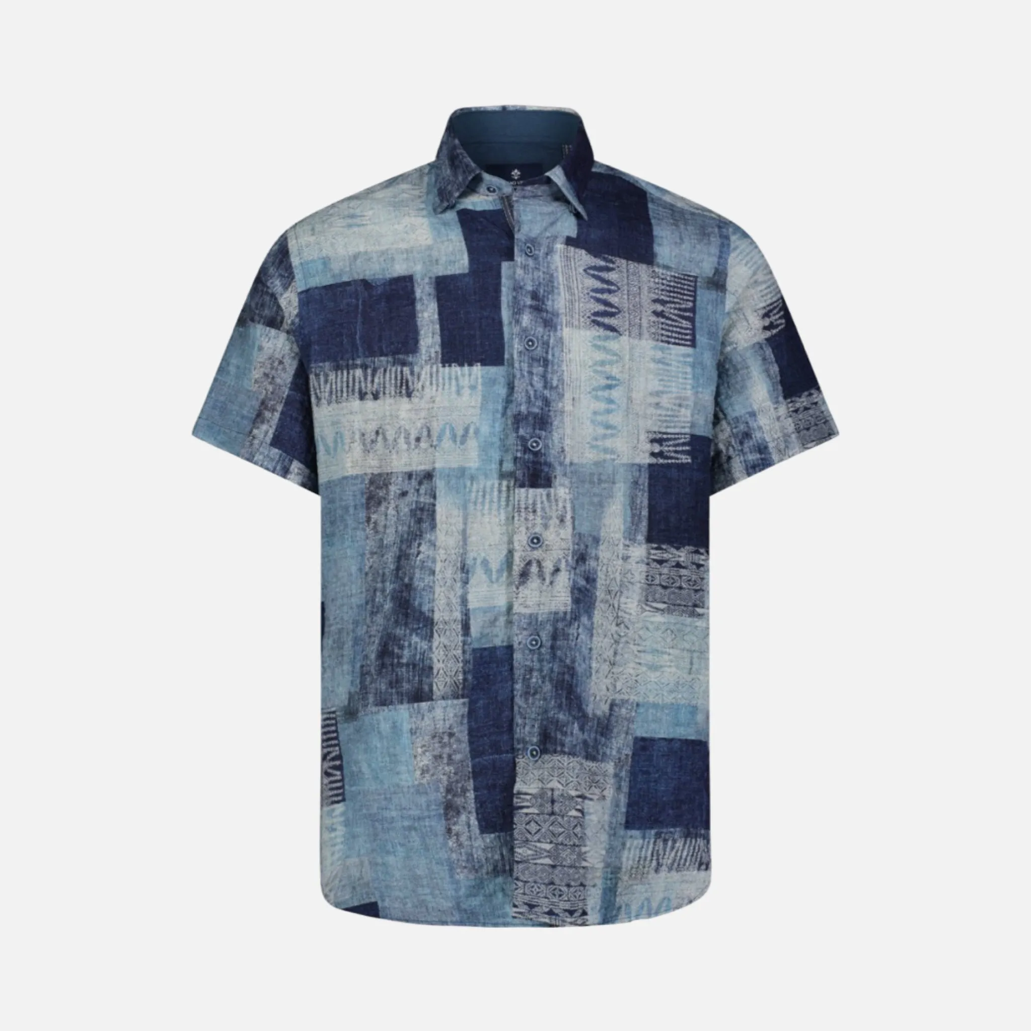 Clearance | Luchiano Visconti Men’s Shirt 5076 Blue Short Sleeve Shirt | M