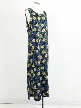 CocoBianco Green and Blue Tropical Print Maxi Dress