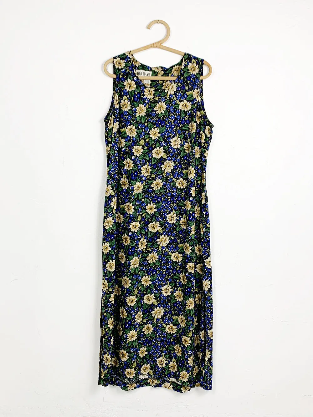 CocoBianco Green and Blue Tropical Print Maxi Dress