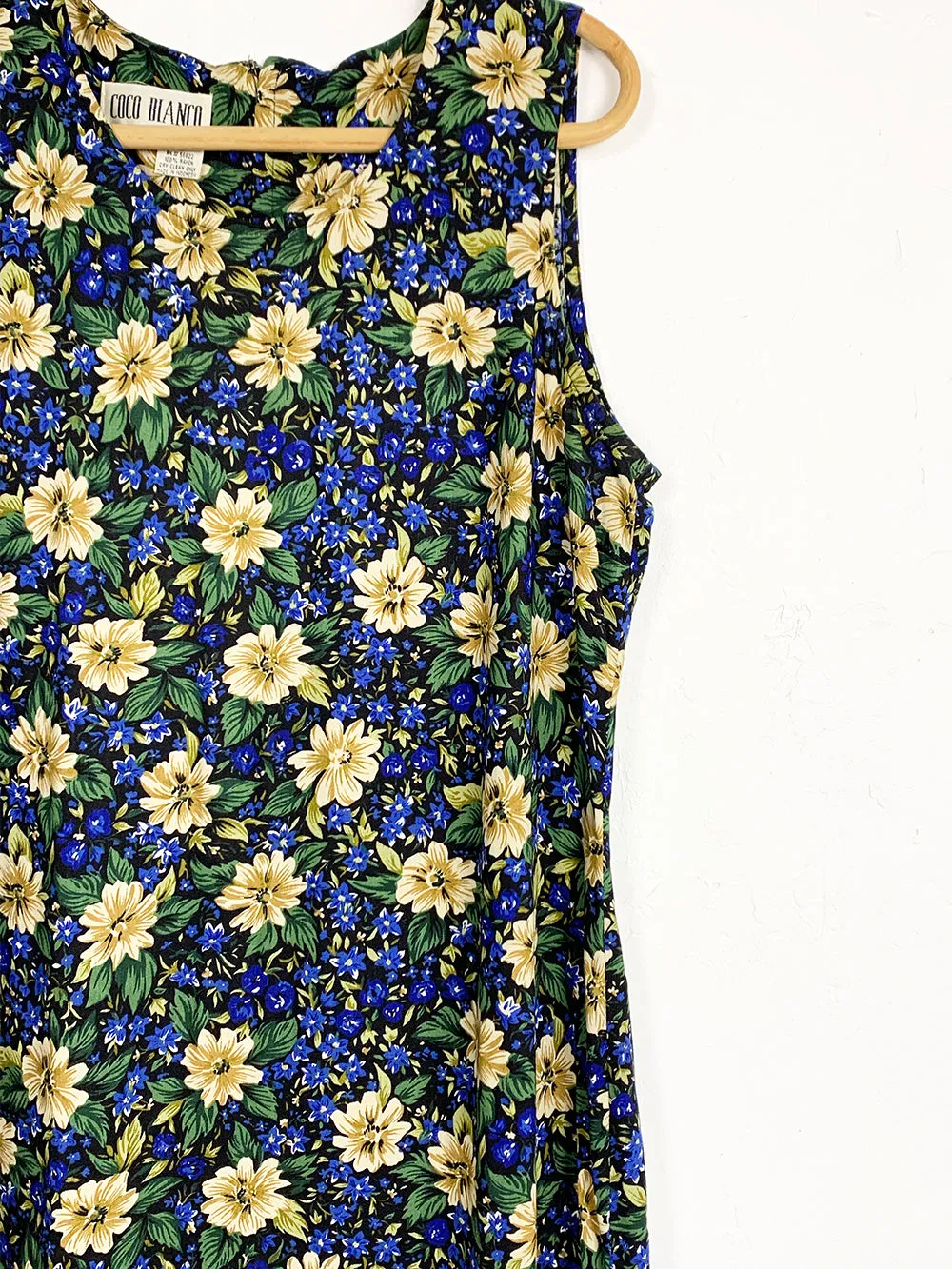 CocoBianco Green and Blue Tropical Print Maxi Dress