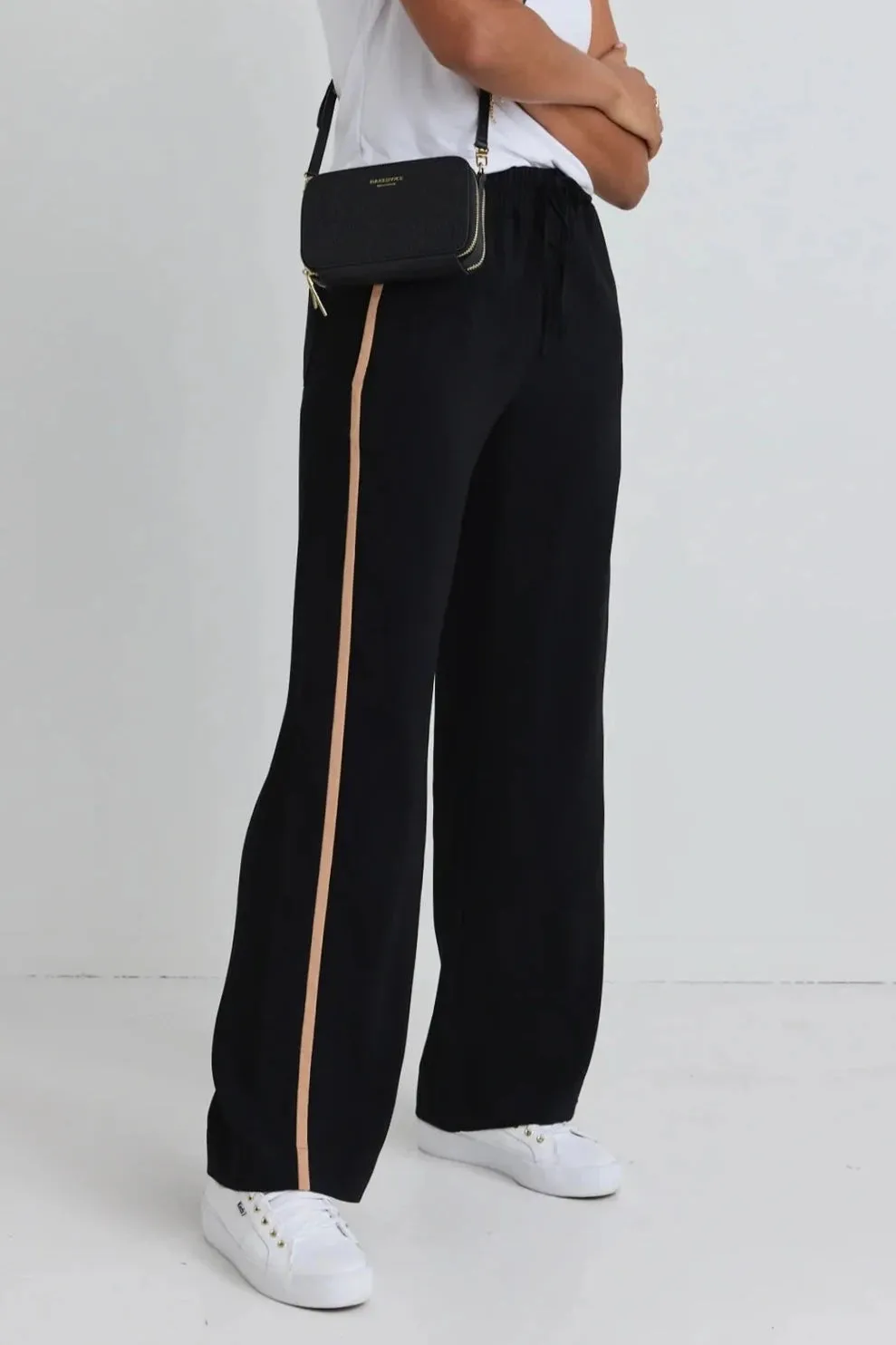 Confidant Leg Crepe Wide Pants - Black Stripe