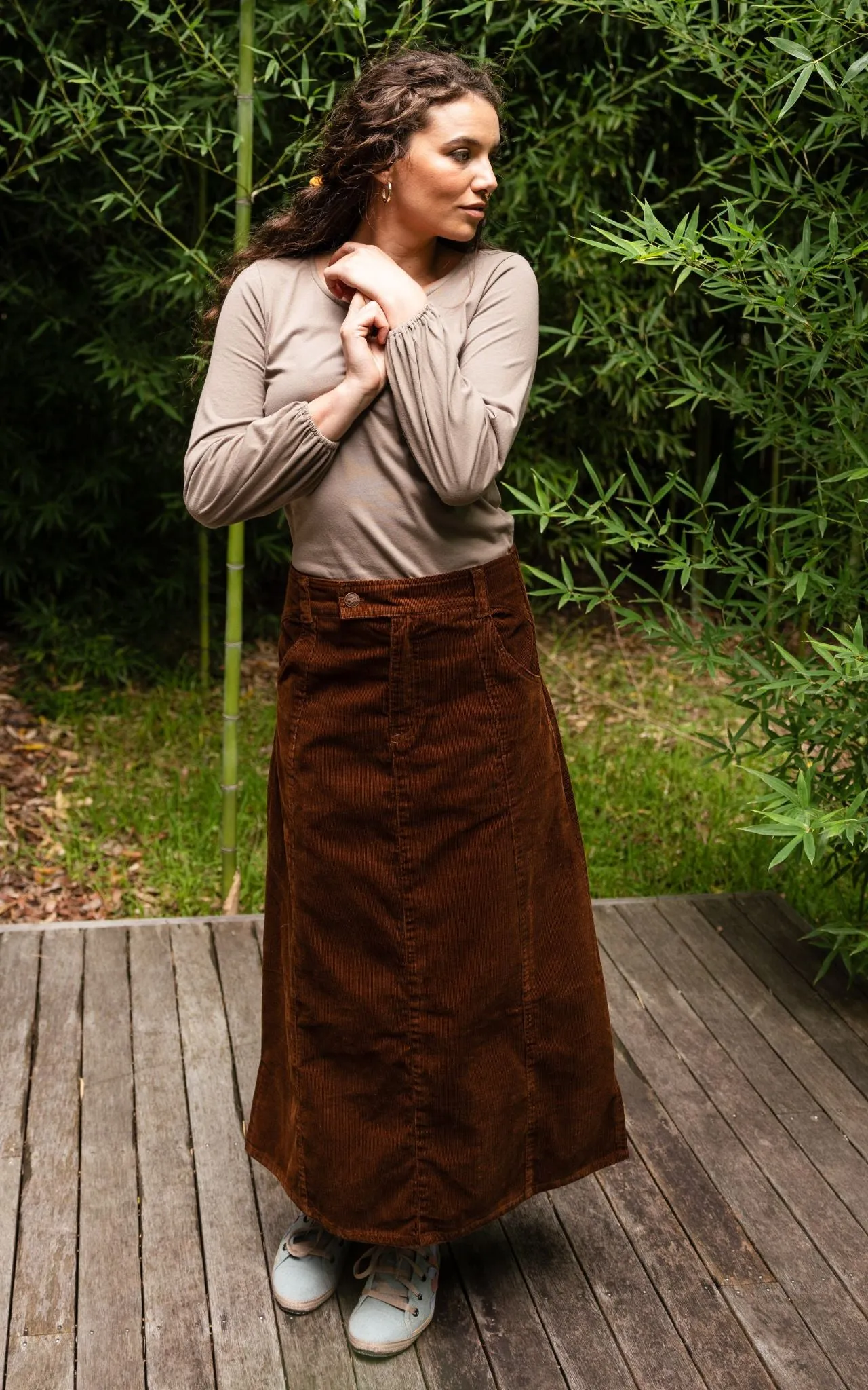 Corduroy Maxi Skirt - Walnut