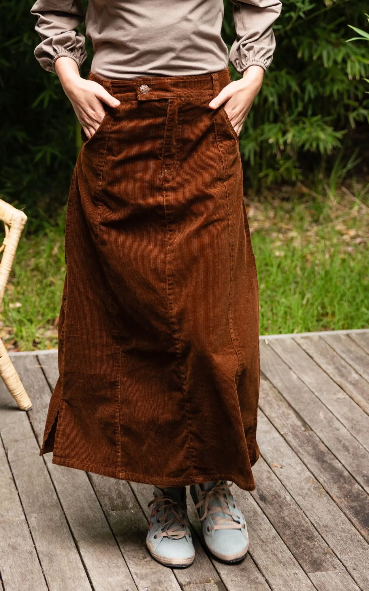 Corduroy Maxi Skirt - Walnut