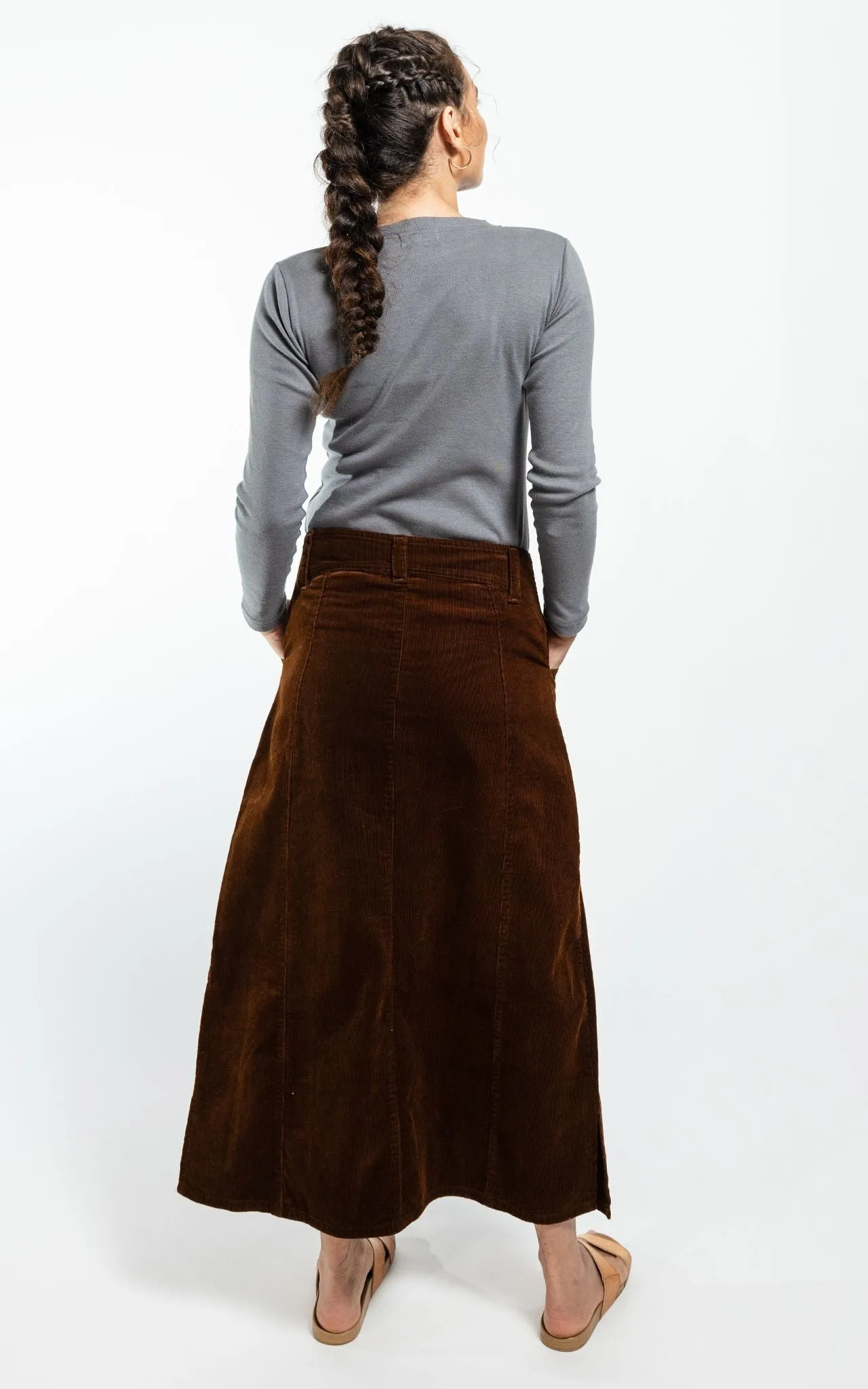 Corduroy Maxi Skirt - Walnut