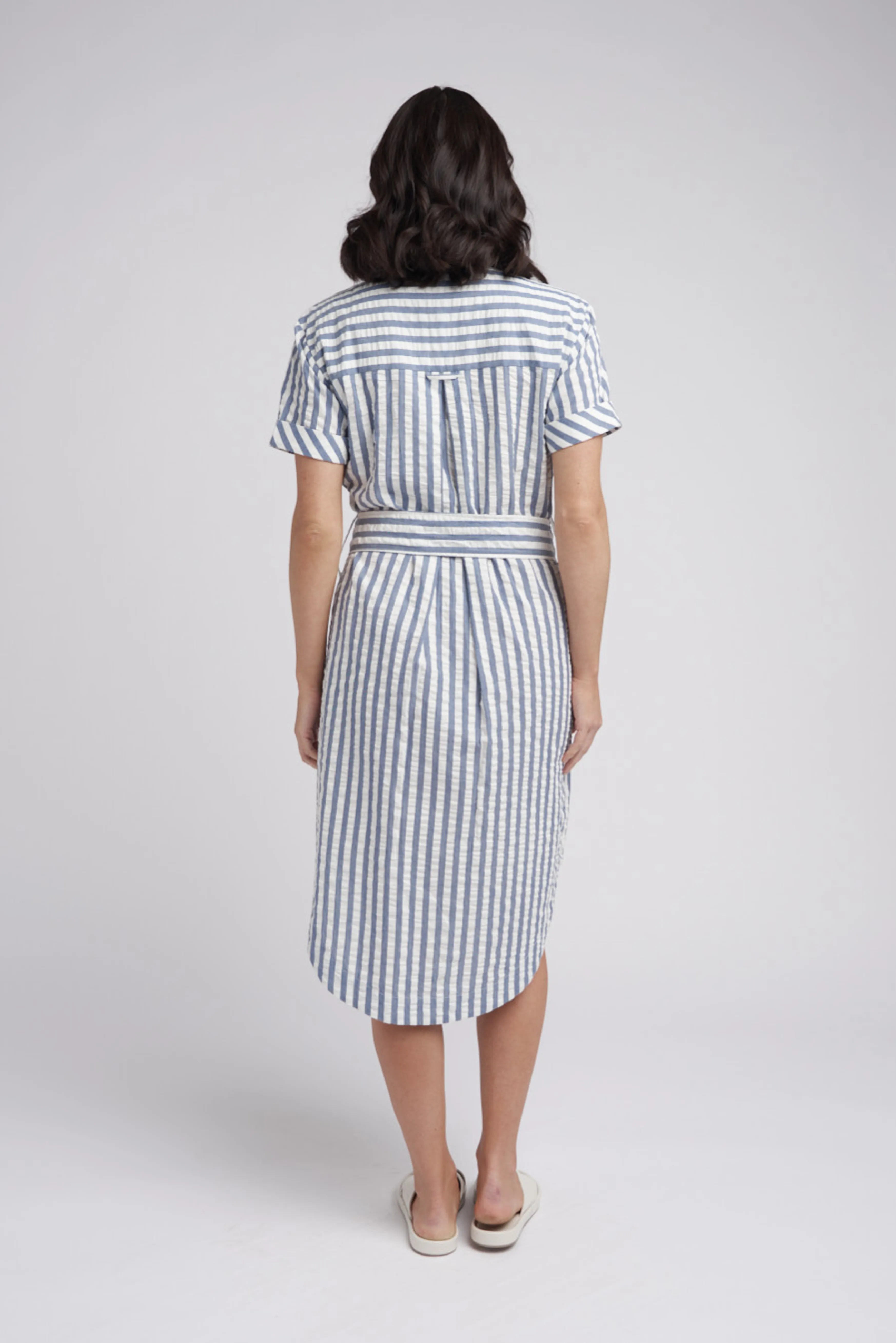 Cotton Seersucker Shirt Dress