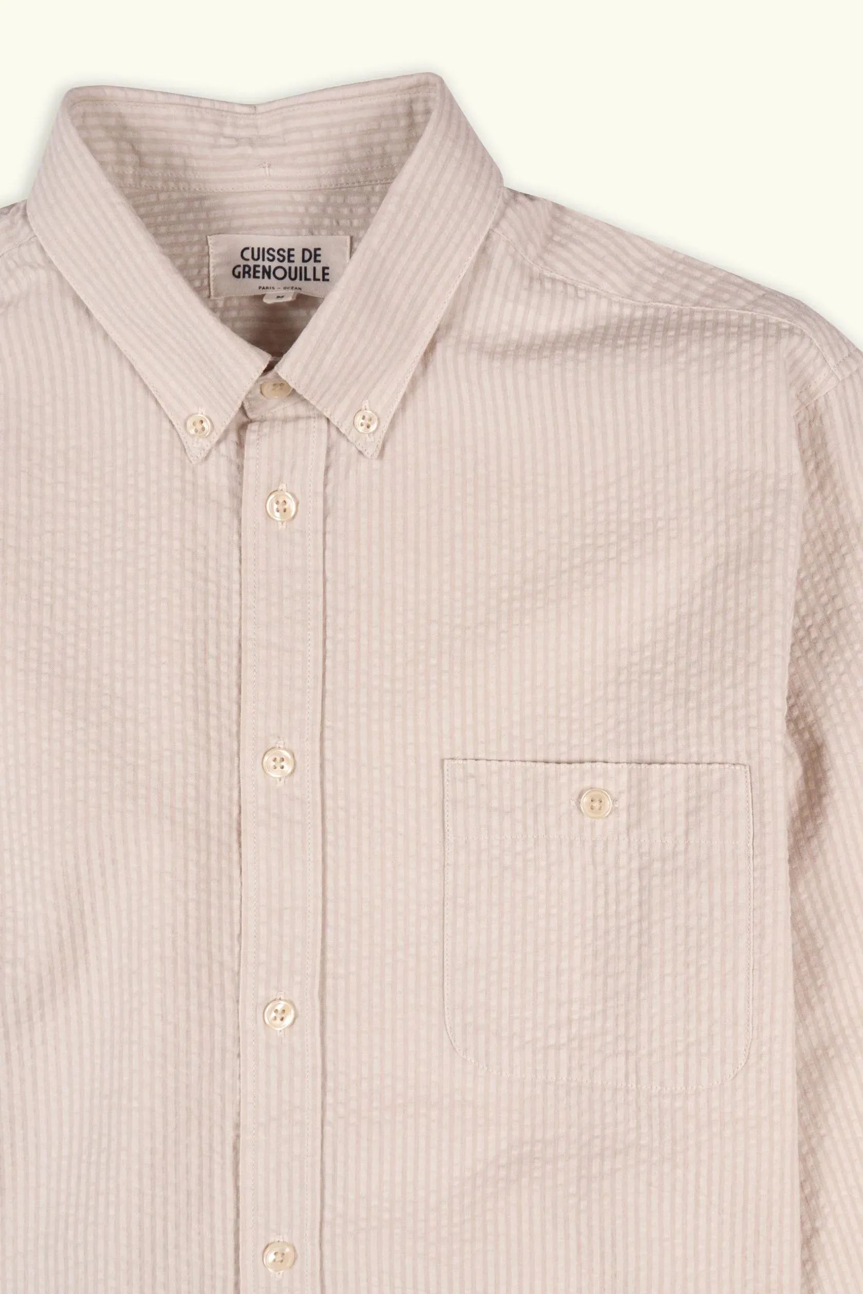 Cuisse de Grenouille Beige Severin Cotton Seersucker Shirt