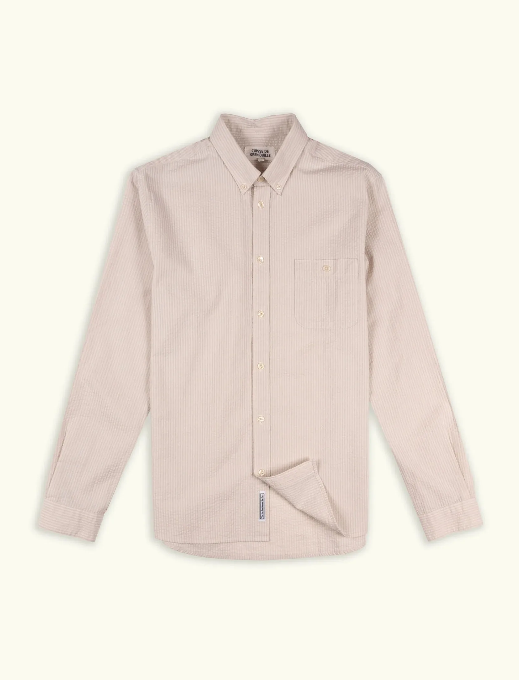 Cuisse de Grenouille Beige Severin Cotton Seersucker Shirt