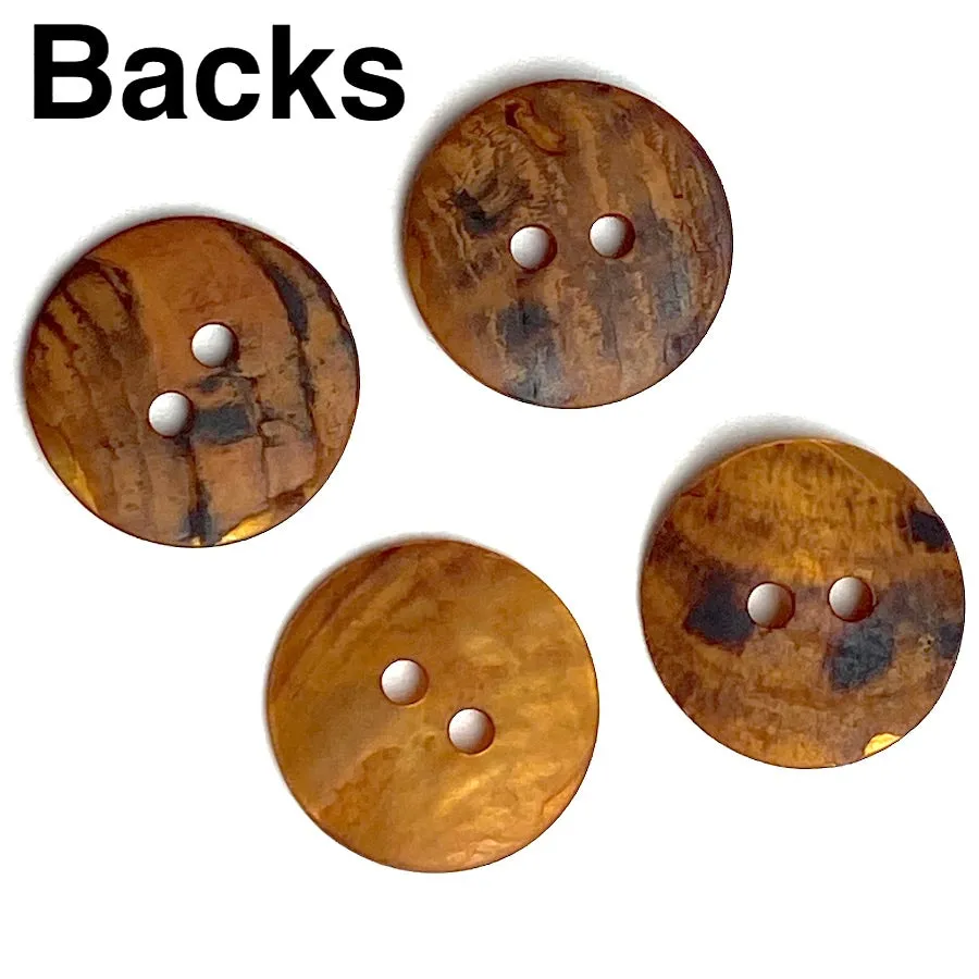 Dark Golden Amber Velvet Agoya Shell 5/8" 2-hole Button, Pack of 24   #1212-124