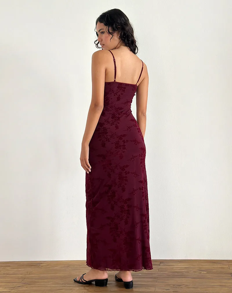 Darsih Maxi Dress in Botanical Flower Maroon