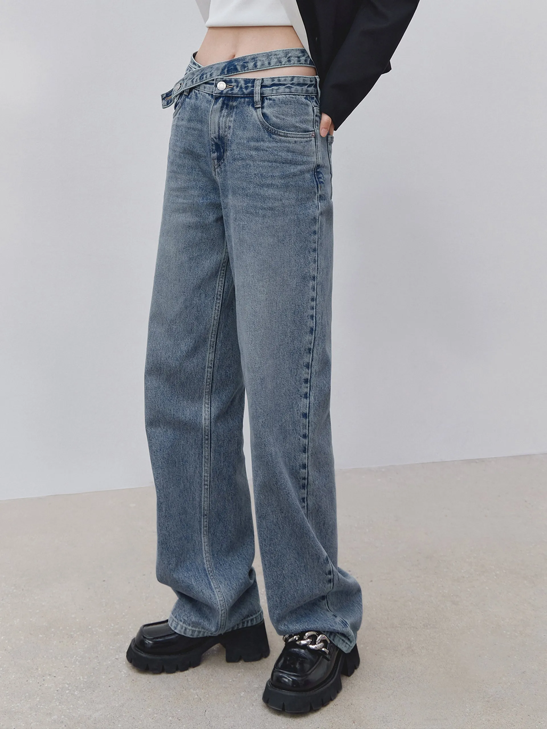 Deconstructed Straight Jeans