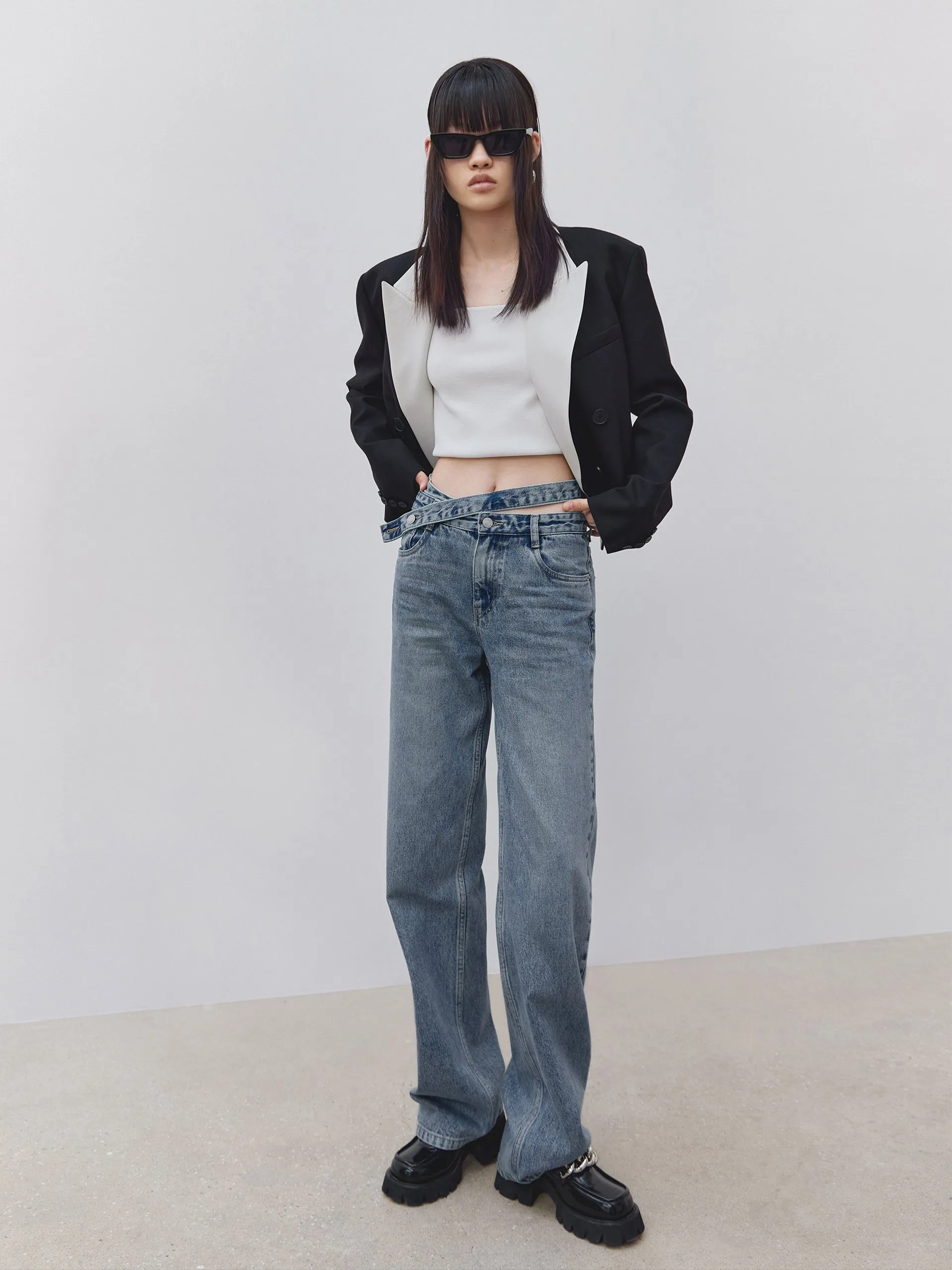 Deconstructed Straight Jeans