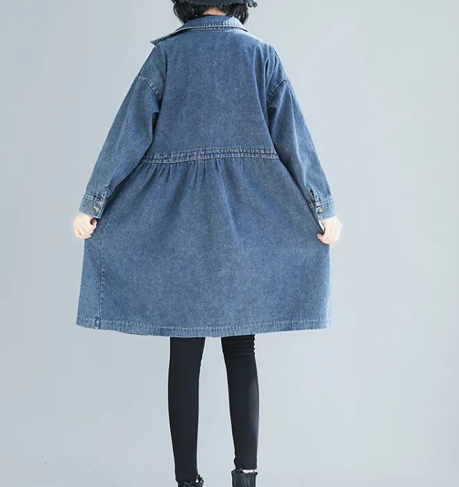 Denim Blue Loose Fall Dresses Casual Women Dresses SSM97213