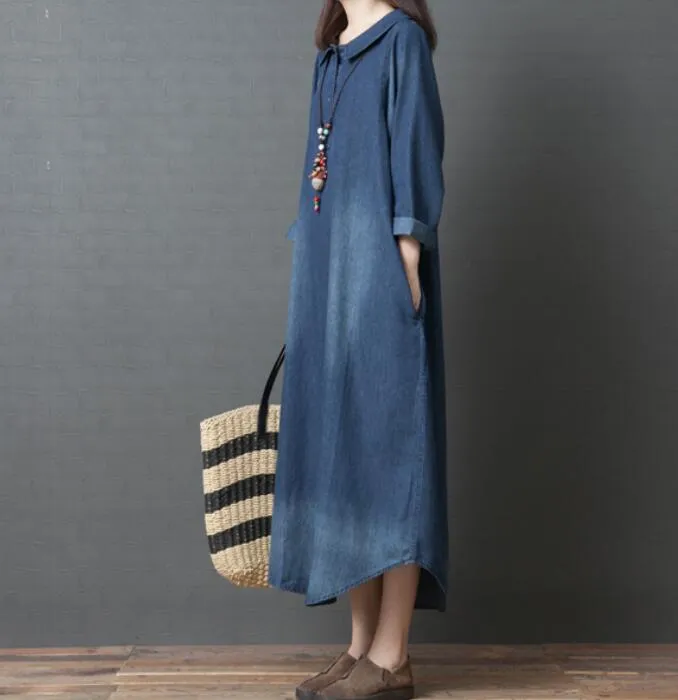 Denim Loose Linen Women Spring Dresses Plus Size