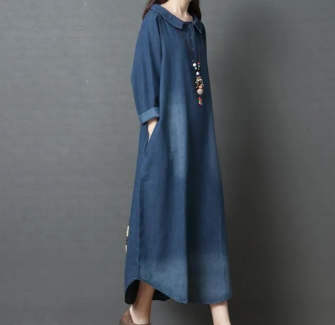 Denim Loose Linen Women Spring Dresses Plus Size