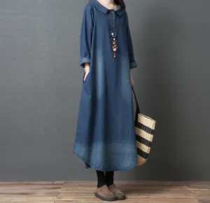 Denim Loose Linen Women Spring Dresses Plus Size